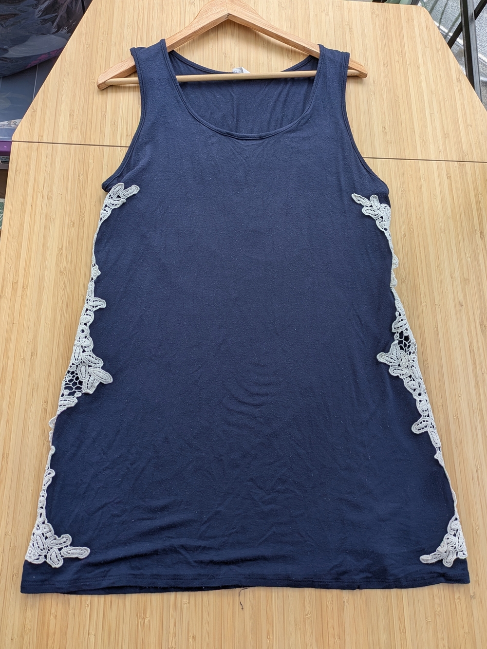 Pinkblush Maternity Long Tank Top with White Lace Trim